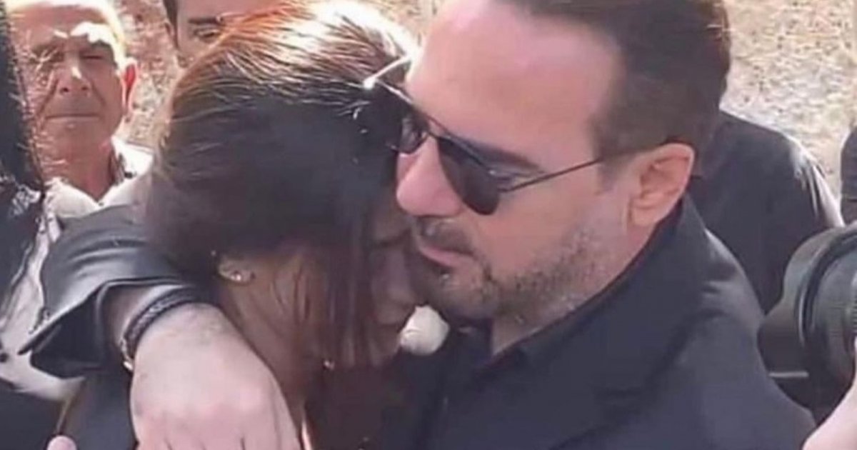 Pictured – Wael Jassar supports Nadine Al-Rassi for the duration of George Al-Rassi’s funeral