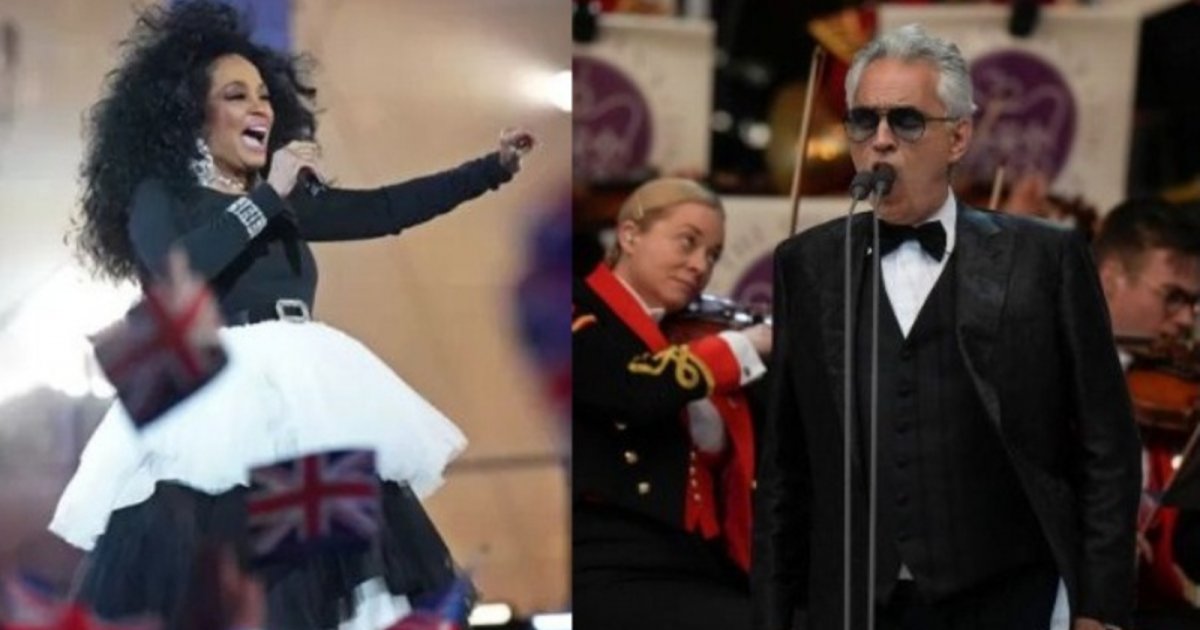 Andrea Bocelli and Diana Ross perform at the Platinum Jubilee Gala in front of Buckingham Palace – video