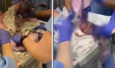 طفلة تنزلق من يد الطبيب وتسقط.. بعد لحظات من ولادتها - بالفيديو 